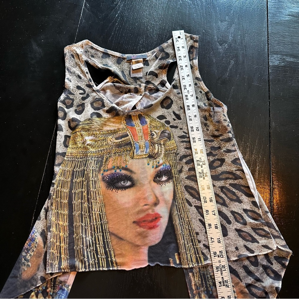 Vintage Small Cleopatra King Tut Sheer Costume Trisha Paytes Tank Top 90s y2k - Picture 3 of 7